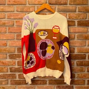 Maggie Cowles “For Dinner Service” Chunky Cotton Sweater | Size Medium